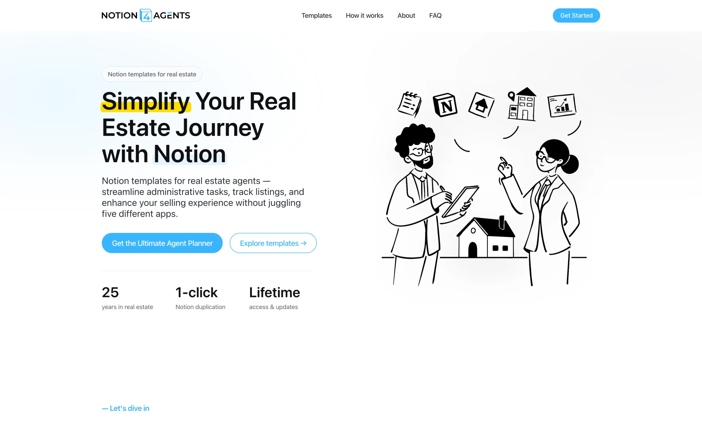 Notion4Agents — the first screen of the live site