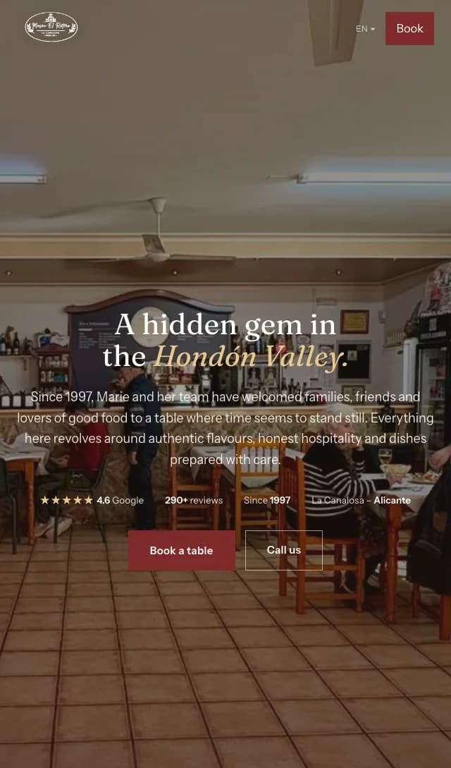 Mesón El Retiro — home en inglés en el móvil