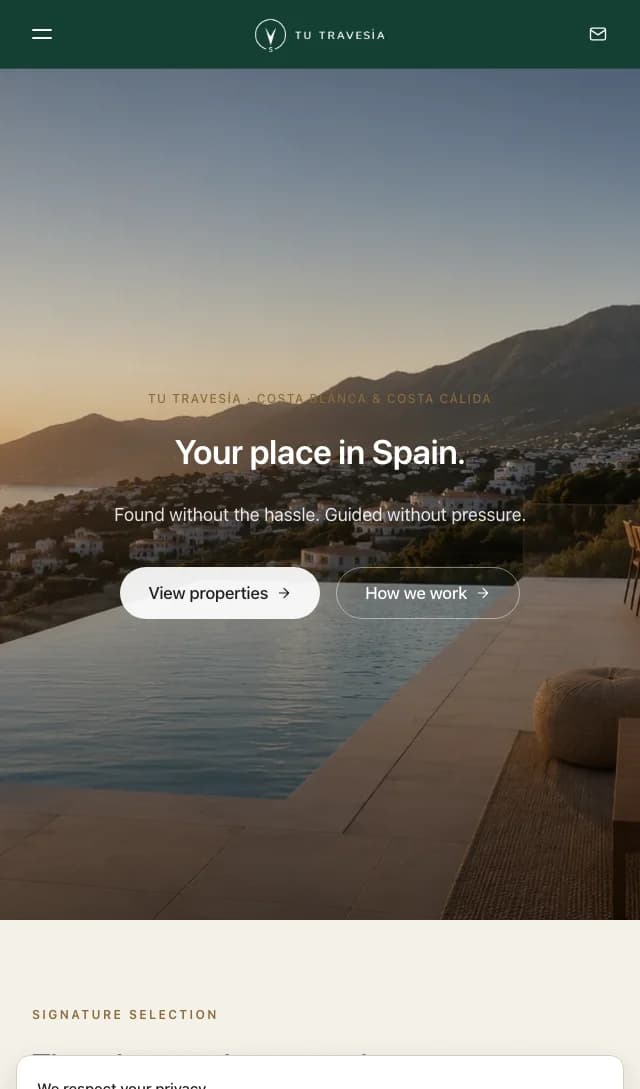 Tu Travesía — home en inglés en el móvil